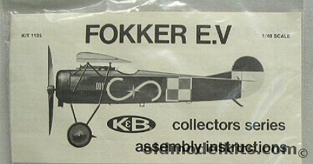 Aurora-KB 1/48 Fokker E-V (E.V) - Bagged, 1135 plastic model kit